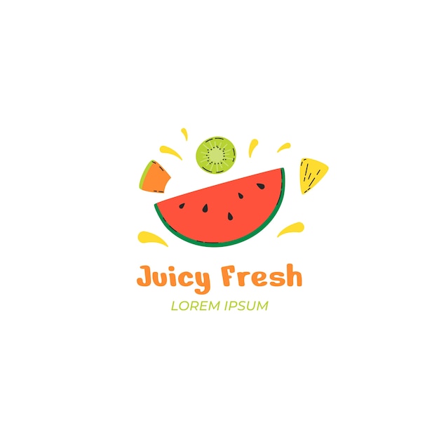 Hand draw healthy food logo template