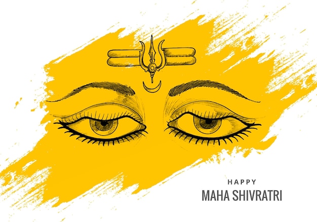 Free vector hand draw hindu maha shivratri lord shiva eyes sketch card design