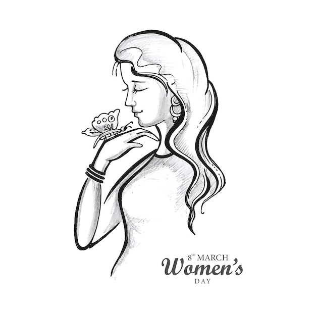 Free vector hand draw international womens day sketch card design