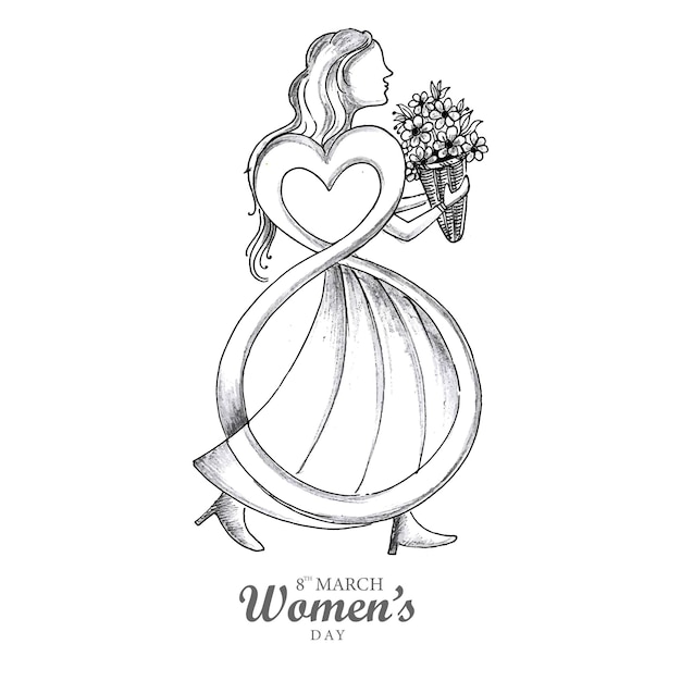 Free vector hand draw international womens day sketch card design