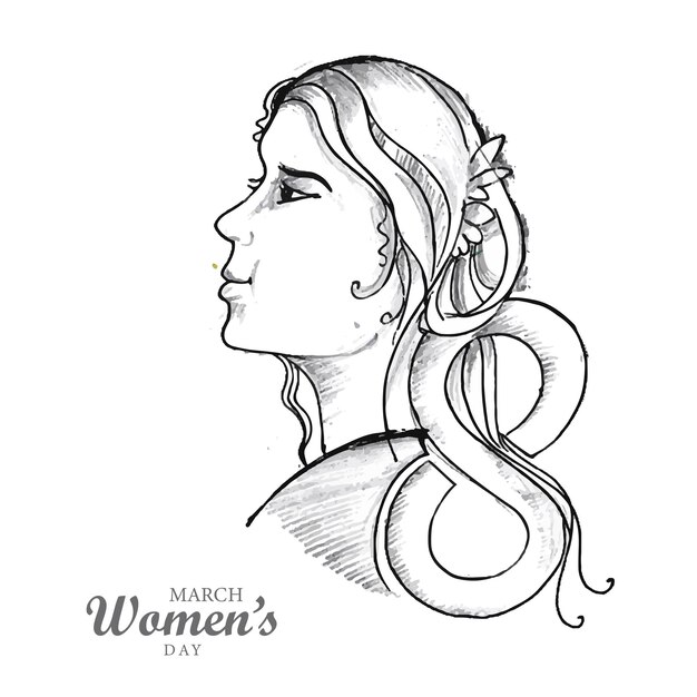 Hand draw International womens day sketch card design