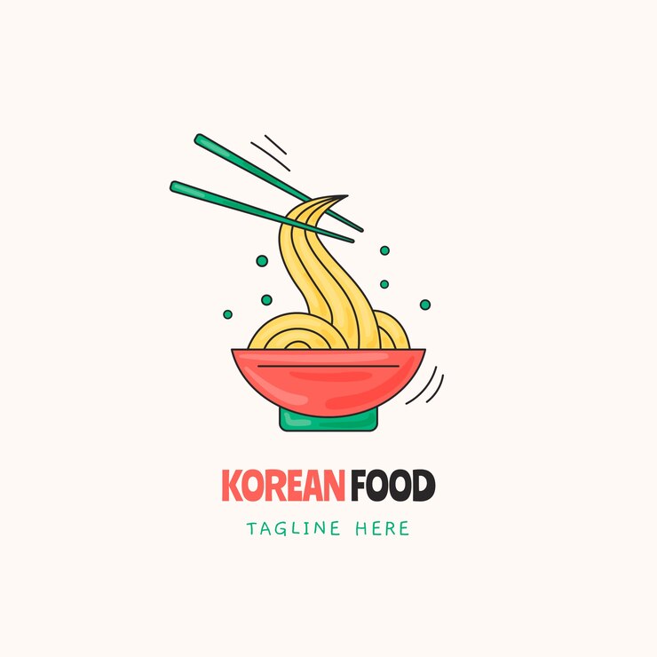 무료 Vector 손으로 그리는 한국 음식 로고 디자인