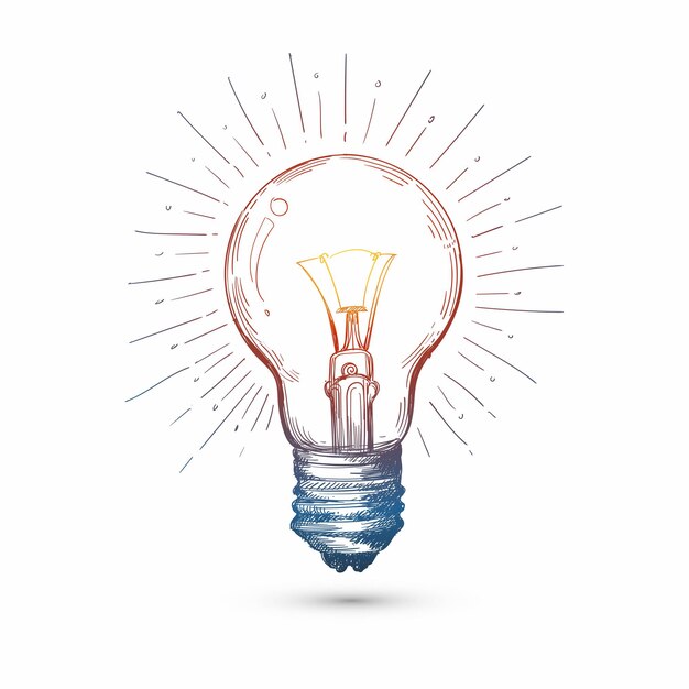 Hand draw light bulb in sketch design