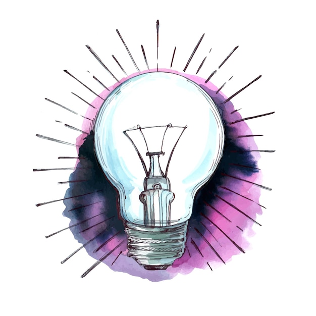 Free vector hand draw light bulb in watercolor design