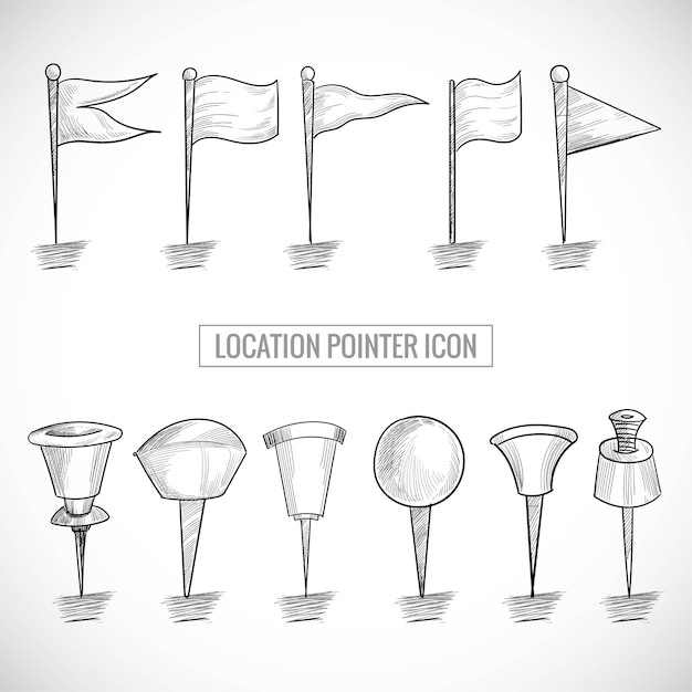 免费矢量手绘位置指针图标设计草图