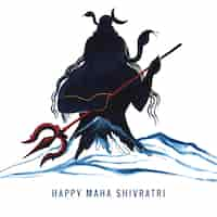 Free vector hand draw lord shiva blessings maha shivratri holiday card background