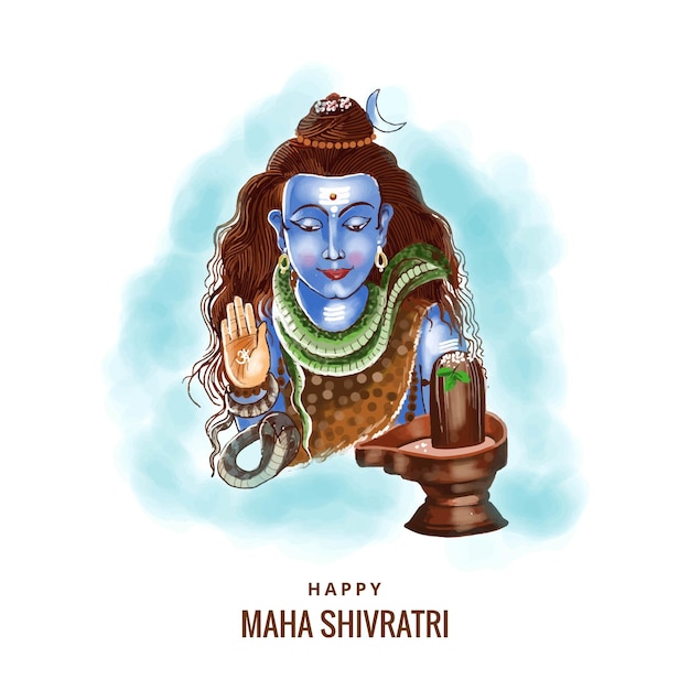 Free vector hand draw lord shiva blessings maha shivratri holiday card background