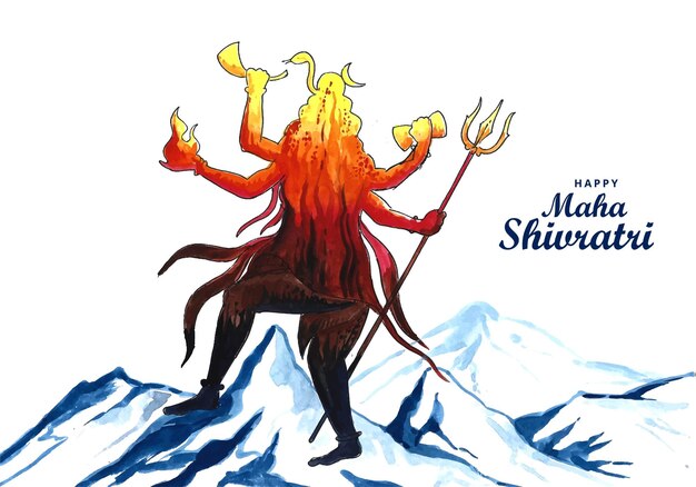 손으로 그리는 주 님 시바 휴일 마하 shivratri 카드 배경