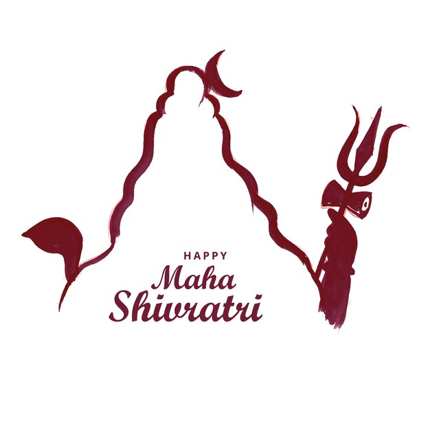 Hand draw maha shivratri for lord shiva sketch card design