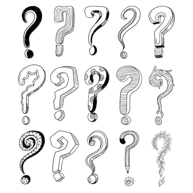 Free vector hand draw question mark sketch pack design