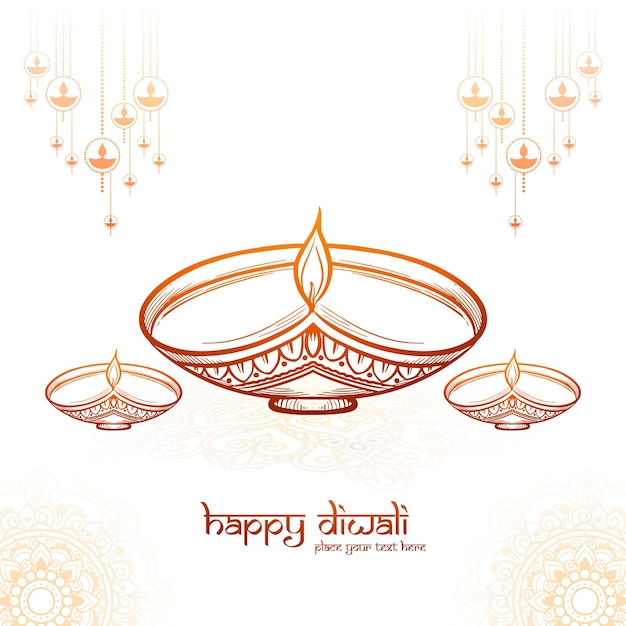 Free vector hand draw sketch diwali oil lamp festival background