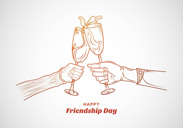 Free vector hand draw sketch friendship day card background