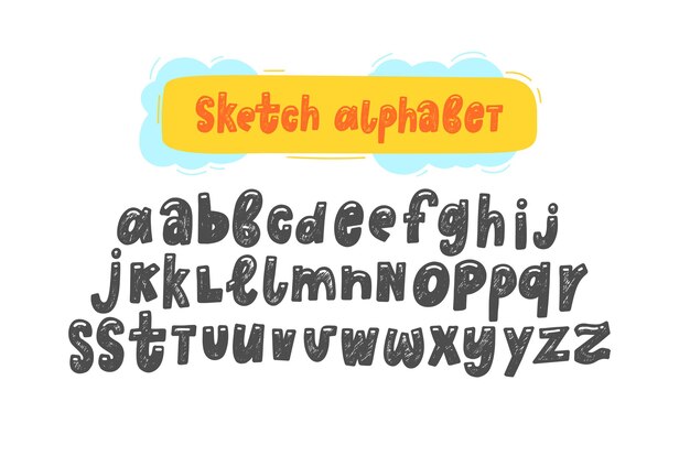 赤ちゃんのためのフォント 英語のアルファベット ラテン文字 プレミアムベクター