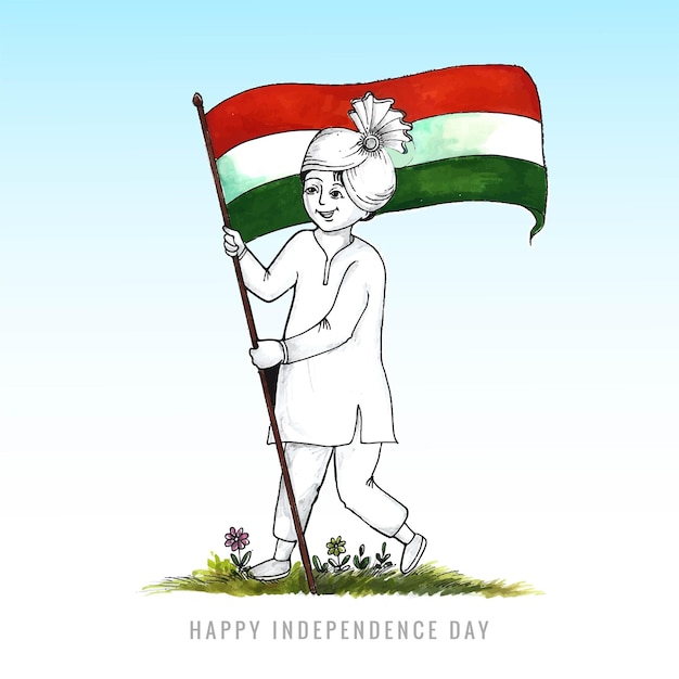 Free Vector | Hand draw sketch happy independence day festival card  background-anthinhphatland.vn