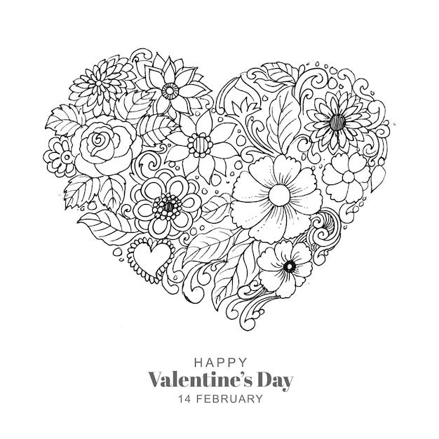 Hand draw sketch heart shape card background