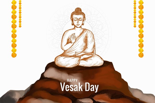 Free vector hand draw sketch vesak day card background