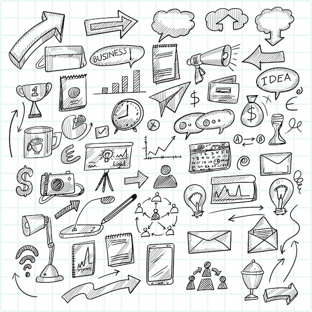 Hand draw technology sketch doodle set design