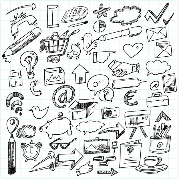 Mano disegnare tecnologia schizzo doodle scenografia