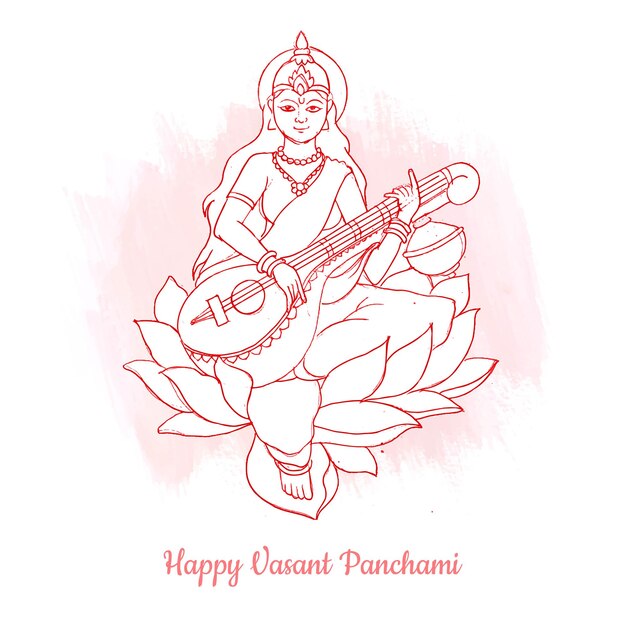 손으로 그리는 vasant panchami 카드 배경