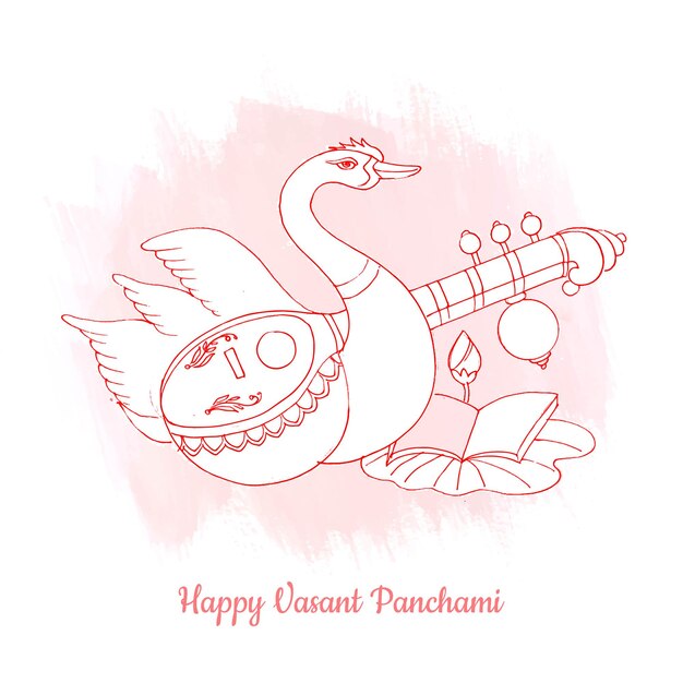 Hand draw vasant panchami card background