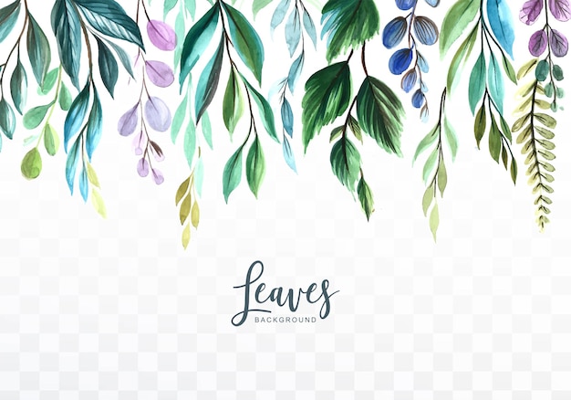 Hand draw watercolor leaf nature background