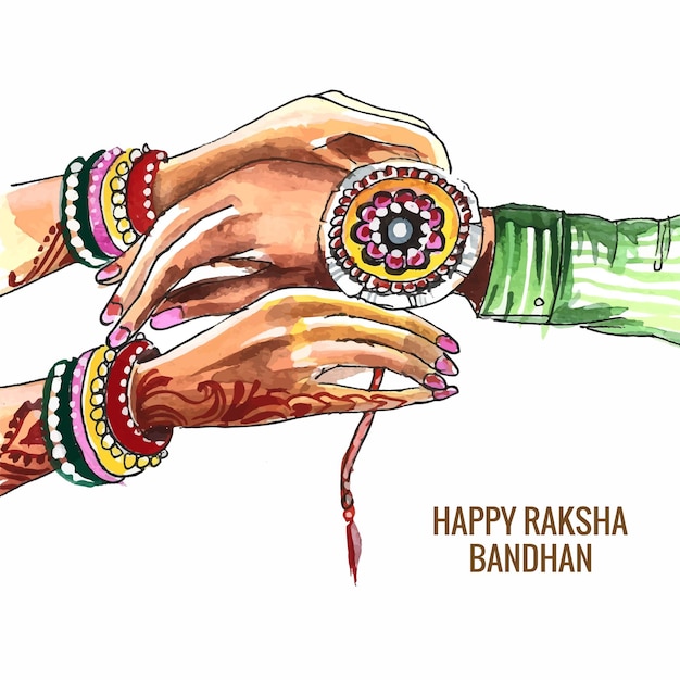 손으로 그리는 수채화 raksha bandhan 축하 카드 배경