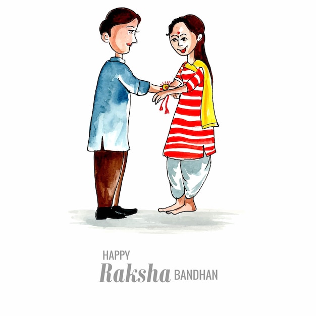 손으로 그리는 수채화 raksha bandhan 축하 카드