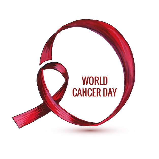 Hand draw watercolor realistic ribbon for world cancer day design