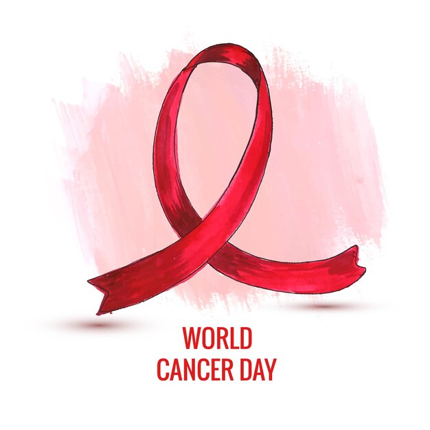 Hand draw watercolor realistic ribbon for world cancer day design
