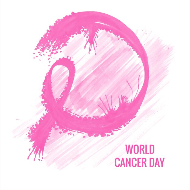 Ручной рисунок акварельной реалистичной ленты для дизайна всемирного дня борьбы против рака