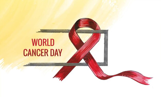 Hand draw watercolor realistic ribbon for world cancer day