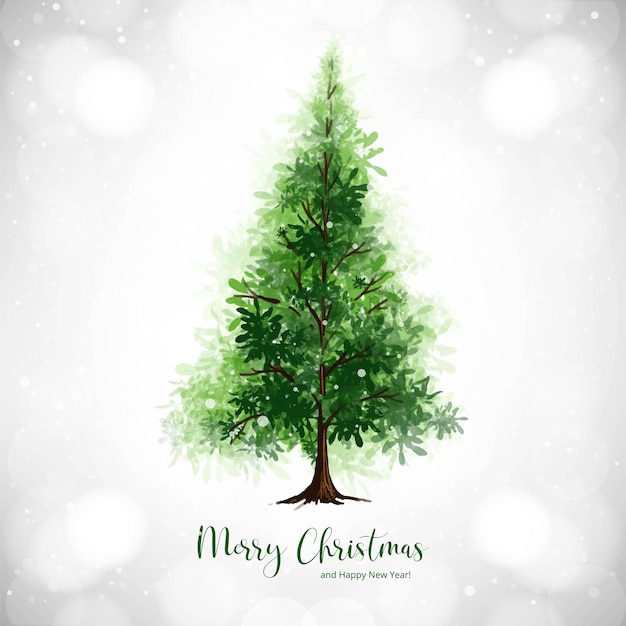 Hand draw winter christmas tree card background