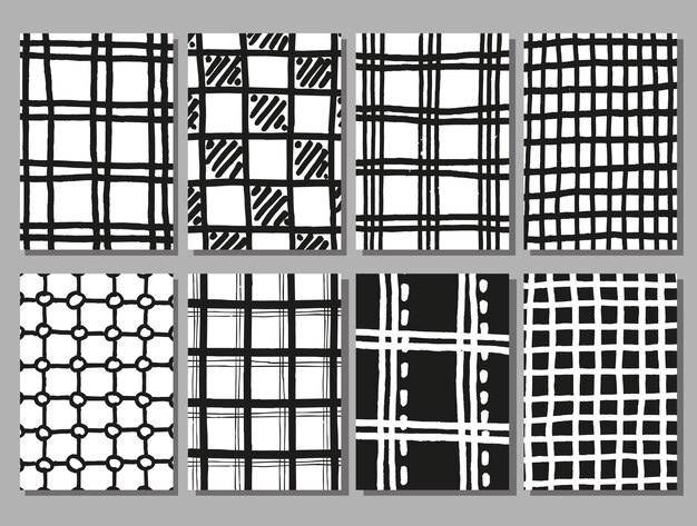 Hand drawing checkered texture set