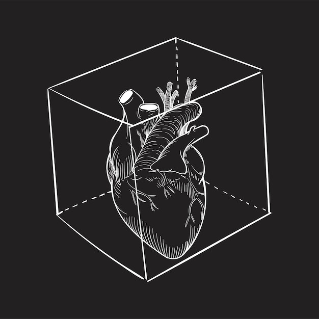Иллюстрация ручного рисунка захваченного сердца