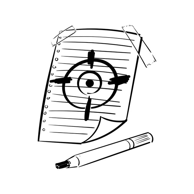 Hand drawing illustration of goals target concept