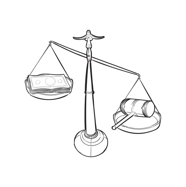 Hand drawing illustration of justice concept