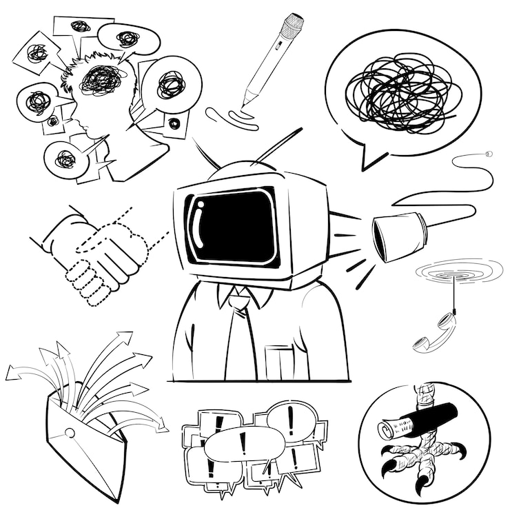 Free Vector hand drawing illustration set of communication icons