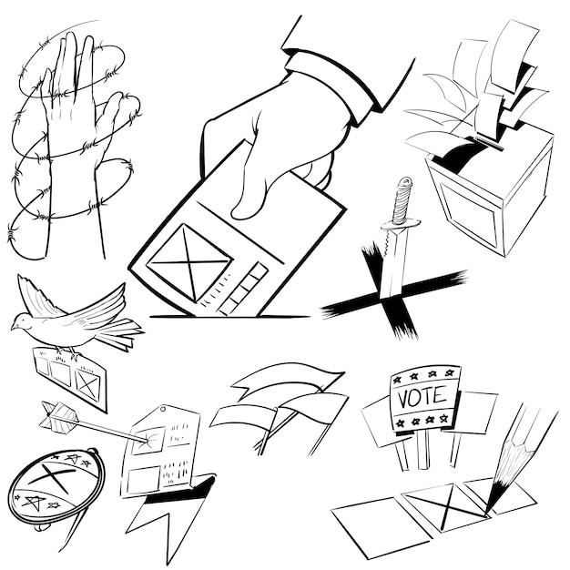 Free vector hand drawing illustration set of election