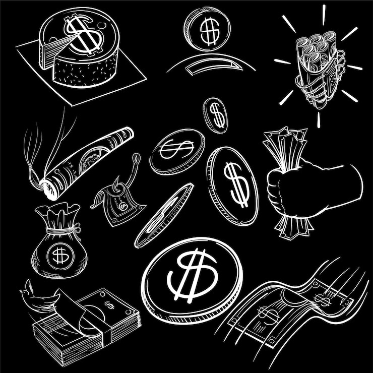 Free Vector hand drawing illustration set of finance