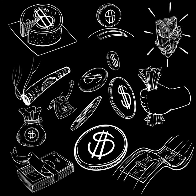 Hand drawing illustration set of finance