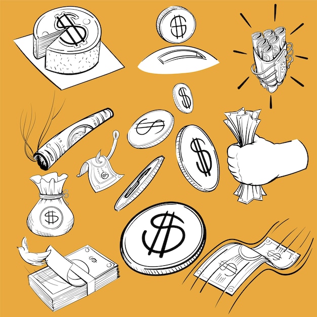 Free Vector hand drawing illustration set of finance