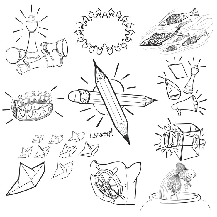 Free Vector hand drawing illustration set of leadership
