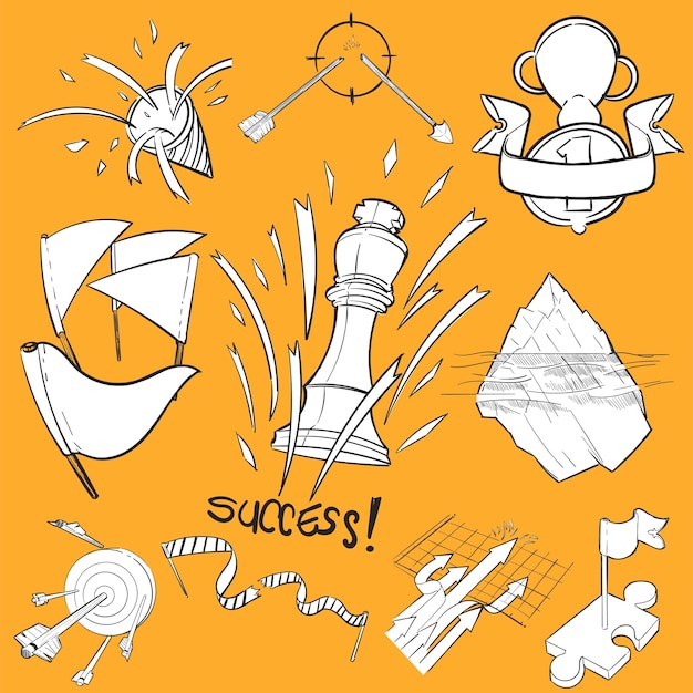 Hand drawing illustration set of successful