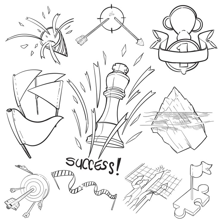 Free Vector hand drawing illustration set of successful
