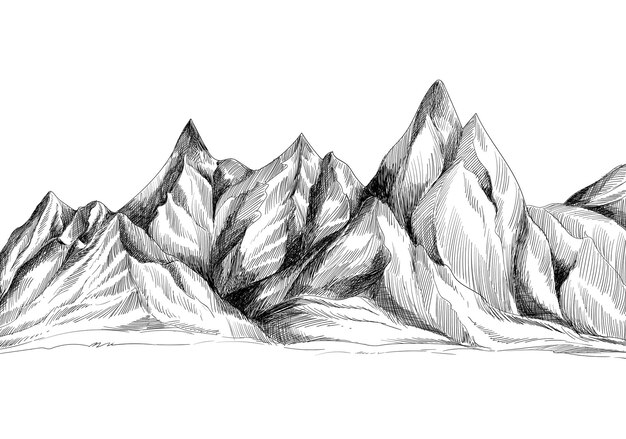 Hand drawing mountain landscape sketch design