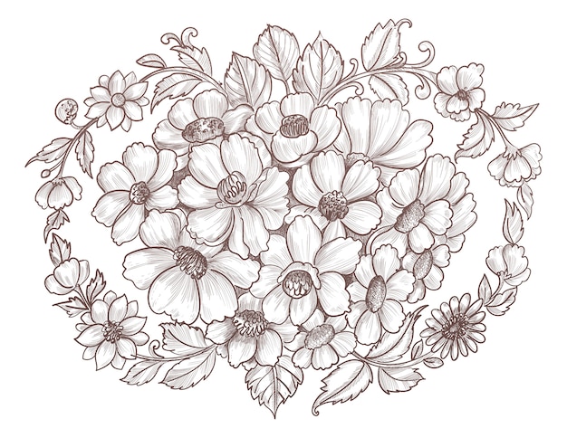 Hand drawing and sketch decorative floral
