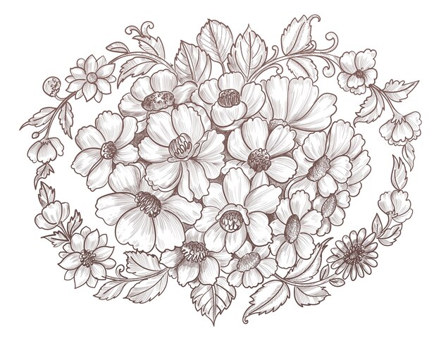 Hand drawing and sketch decorative floral