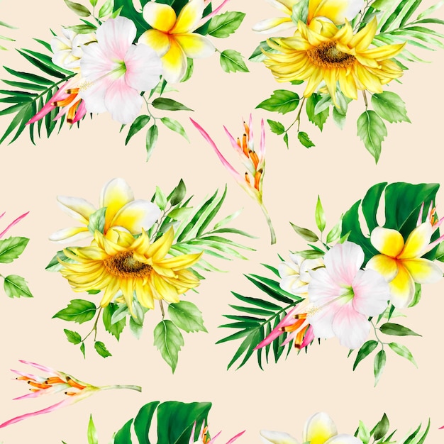 hand drawing summer floral seamless pattern design