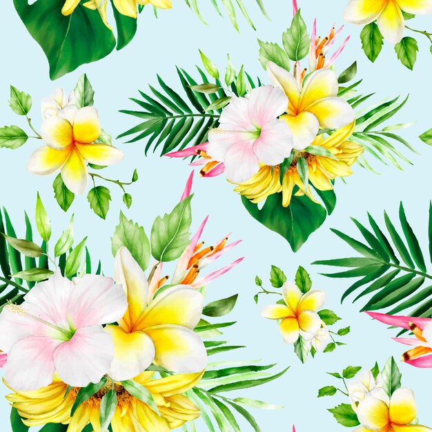 hand drawing summer floral seamless pattern design