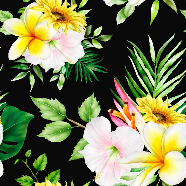 hand drawing summer floral seamless pattern design